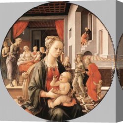 Virgin And Child Canvas Paintings - Virgin with the Child and Scenes from the Life of St Anne by Fra Filippo Lippi