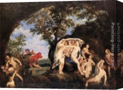 Diana And Acteon Canvas Paintings - Diana and Actaeon by Francesco Albani