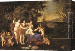 Francesco Canvas Paintings - Venus Attended by Nymphs and Cupids by Francesco Albani