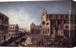 Paolo Canvas Paintings - View of Campo Santi Giovanni e Paolo by Francesco Albotto