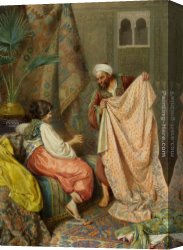 Wedding Canvas Paintings - A Young Bride Selecting Her Wedding Silks by Francesco Ballesio