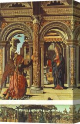 Nativity Canvas Paintings - Annunciation and Nativity (Altarpiece of Observation) by Francesco del Cossa