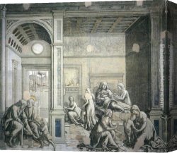 Francesco Canvas Paintings - Birth of the Virgin by Francesco Di Giorgio Martini