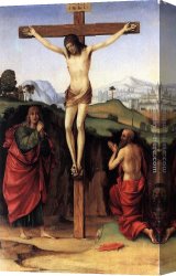 St Dominic Canvas Paintings - Crucifixion with Sts John and Jerome by Francesco Francia