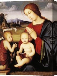 Francesco Canvas Paintings - Madonna and Child with the Infant St John the Baptist by Francesco Francia