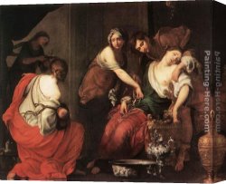 Francesco Canvas Paintings - The Birth of Rachel by Francesco Furini