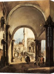 Guardi Canvas Paintings - An Architectural Caprice by Francesco Guardi