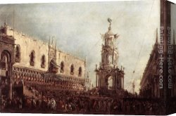 Carnival Canvas Paintings - Carnival Thursday on the Piazzetta by Francesco Guardi