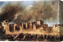 Guardi Canvas Paintings - Fire in the Oil Depot at San Marcuola by Francesco Guardi