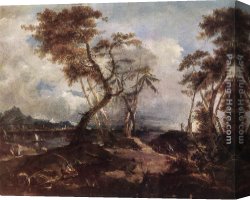 Guardi Canvas Paintings - Landscape by Francesco Guardi
