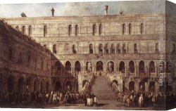 Guardi Canvas Paintings - The Coronation of the Doge by Francesco Guardi