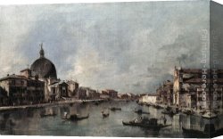Santa Canvas Paintings - The Grand Canal with San Simeone Piccolo and Santa Lucia by Francesco Guardi