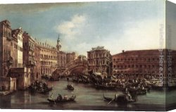 Rialto Canvas Paintings - The Rialto Bridge with the Palazzo dei Camerlenghi by Francesco Guardi
