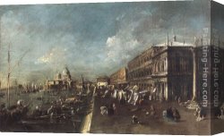 Salute Canvas Paintings - View of the Molo towards the Santa Maria della Salute by Francesco Guardi