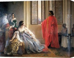 Caterina Canvas Paintings - Caterina Cornaro Deposed from the Throne of Cyprus by Francesco Hayez