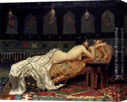 Francesco Canvas Paintings - Odalisque by Francesco Paolo Michetti