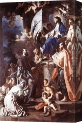 Receiving Canvas Paintings - St Bonaventura Receiving the Banner of St Sepulchre from the Madonna by Francesco Solimena