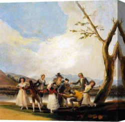 Man with Scythe Canvas Paintings - Blind Man's Buff by Francisco de Goya