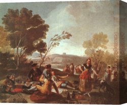 A Picnic on The Riverbank Canvas Paintings - Picnic on the Banks of the Manzanares by Francisco de Goya