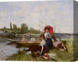 Party Canvas Paintings - The Boating Party by Francisco Miralles