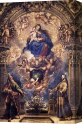 St Dominic Canvas Paintings - Virgin and Child with Sts Philip and Francis by Francisco Rizi