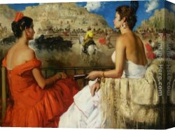 Rodriguez Canvas Paintings - Presenciando una corrida de toros by Francisco Rodriguez San Clement
