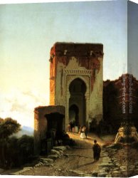 Porte Canvas Paintings - Porte de Justice, Alhammbra, Granada by Francois Antoine Bossuet