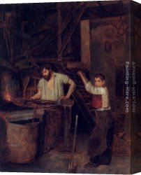 Blacksmith at His Forge Canvas Paintings - The Blacksmith's Shop by Francois Bonvin