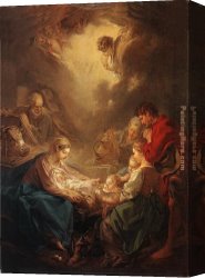 Boucher Canvas Paintings - Adoration of the Shepherds by Francois Boucher