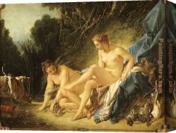 Boucher Canvas Paintings - Diana Resting after her Bath by Francois Boucher