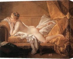 Boucher Canvas Paintings - Girl Reclining by Francois Boucher