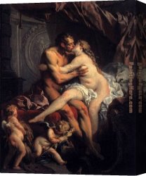 Boucher Canvas Paintings - Hercules and Omphale by Francois Boucher