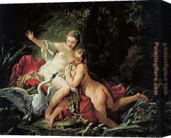 Boucher Canvas Paintings - Leda and the Swan by Francois Boucher