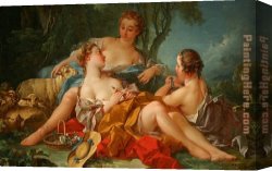 Boucher Canvas Paintings - les confidences pastorales by Francois Boucher