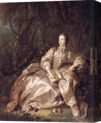 Boucher Canvas Paintings - Madame de Pompadour by Francois Boucher