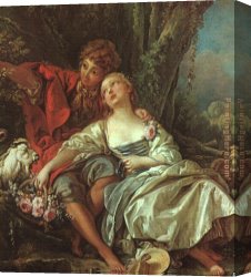 Boucher Canvas Paintings - Pastorale detail by Francois Boucher