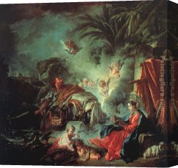 Boucher Canvas Paintings - The Rest on the Flight into Egypt by Francois Boucher