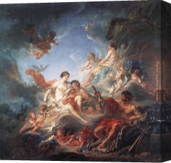 Arms Canvas Paintings - Vulcan Presenting Venus with Arms for Aeneas by Francois Boucher
