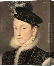 France Canvas Paintings - Portrait of King Charles IX of France by Francois Clouet