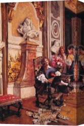 Anne-francois-louis Canvas Paintings - Moliere Demanding an Audience with King Louis XIV at Versailles by Francois Flameng