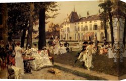 Reception of The Ambassador in The Doge's Palace Canvas Paintings - Reception At Malmaison In 1802 by Francois Flameng