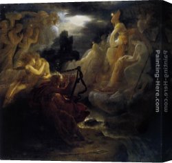 Spirits at Play II Canvas Paintings - Ossian Awakening the Spirits on the Banks of the Lora with the Sound of his Harp by Francois Gerard