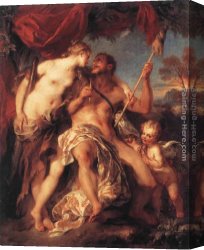 Lemoyne Canvas Paintings - Hercules and Omphale by Francois Lemoyne