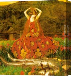 Cadogan Canvas Paintings - La Belle Dam Sans Merci by Frank Cadogan Cowper