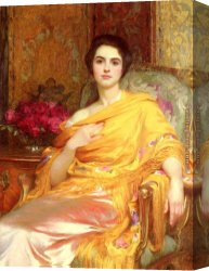 Portrait Canvas Paintings - Portrait of Elsa by Frank Dicksee