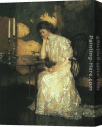 Ambrosius Benson Canvas Paintings - Girl Playing Solitaire by Frank Weston Benson