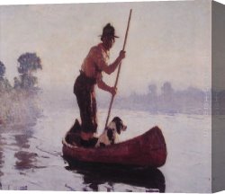 Ambrosius Benson Canvas Paintings - Indian Guide by Frank Weston Benson