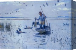 Ambrosius Benson Canvas Paintings - Retrieving Geese by Frank Weston Benson