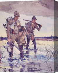 Hunters Canvas Paintings - Two Duck Hunters by Frank Weston Benson