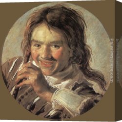 Boy Playing Flute Canvas Paintings - Boy holding a Flute (Hearing) by Frans Hals